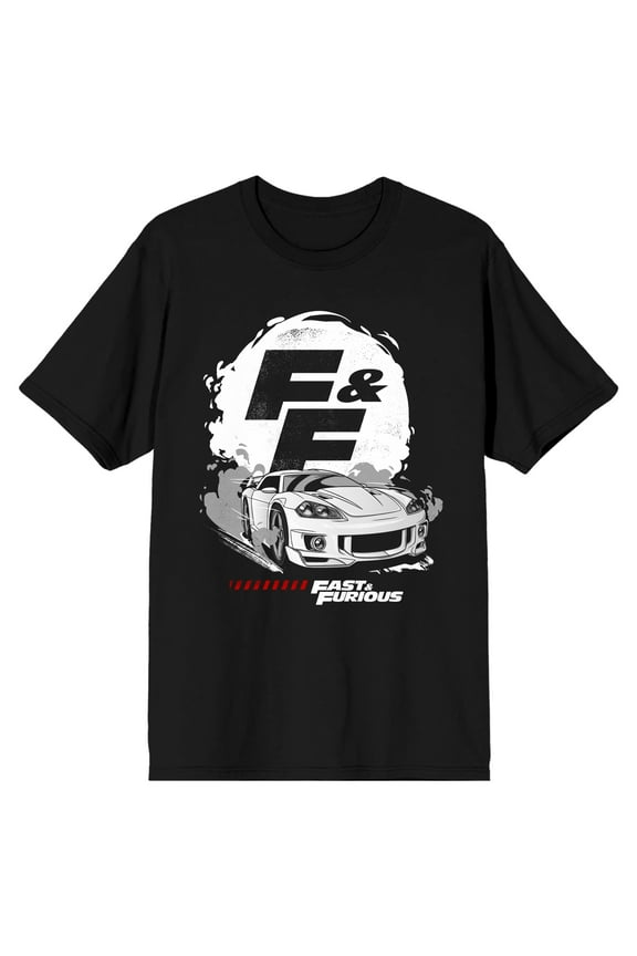 The Fast & The Furious Race Car Logo Men's Black T-shirt-Medium