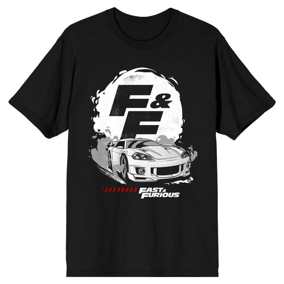 The Fast & The Furious Race Car Logo Men's Black T-shirt-XL