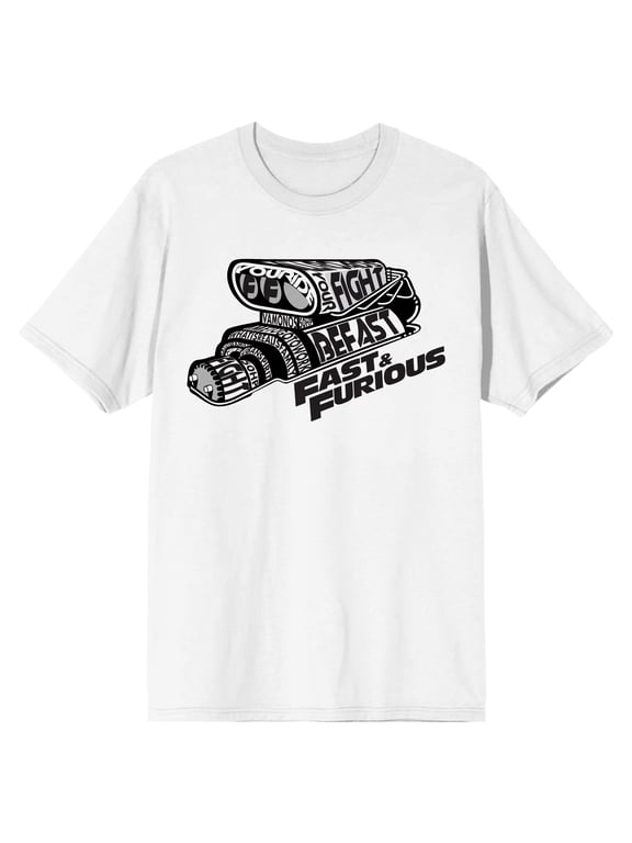 The Fast & The Furious Race Car Logo Men's White T-shirt - 5XL