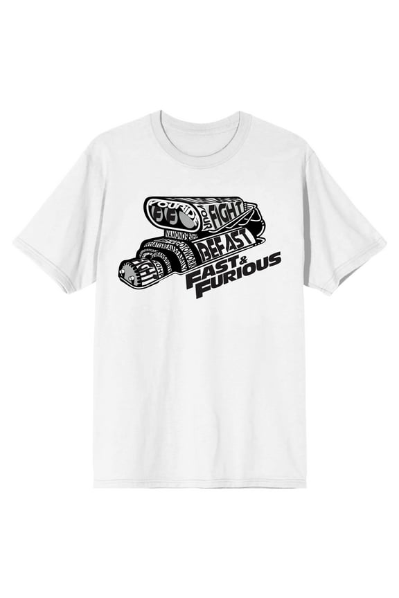 The Fast & The Furious Race Car Logo Men's White T-shirt-XL