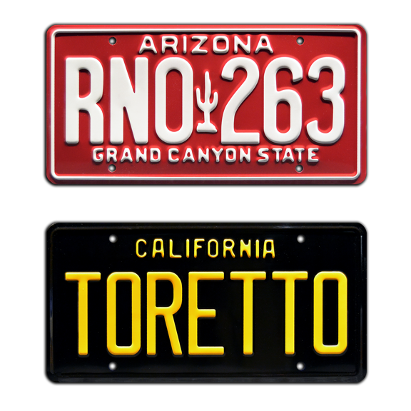 The Fast and the Furious | Charger + Eclipse | TORETTO + RNO 263 | Metal Stamped Replica Prop License Plate Combo