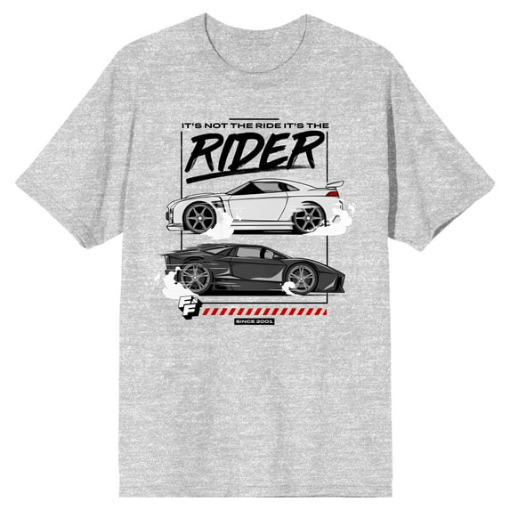 The Fast & the Furious It's Not the Ride It's The Rider Men's Athletic Gray Graphic Tee-XL
