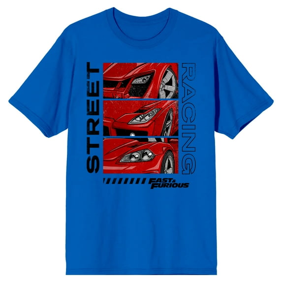 The Fast & the Furious Red Car Street Racing Men's Royal Blue Graphic Tee-Medium