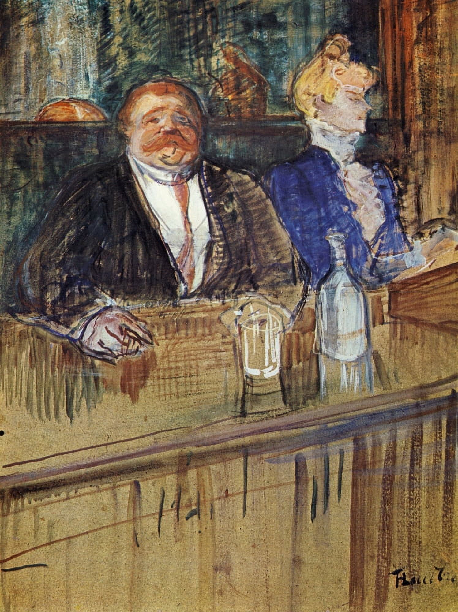 The Fat Visitor & the Anemic Cashier 1898 Canvas Art - Henri de Toulouse-Lautrec (24 x 36)
