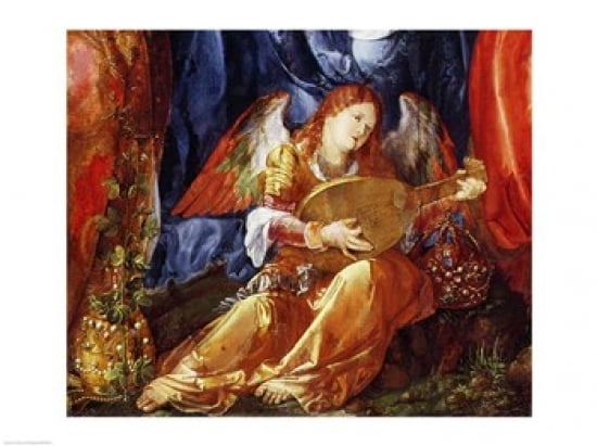 The Festival of the Rosary detail of the angel musician 1506 Canvas Art - Albrecht Durer (36 x 24)