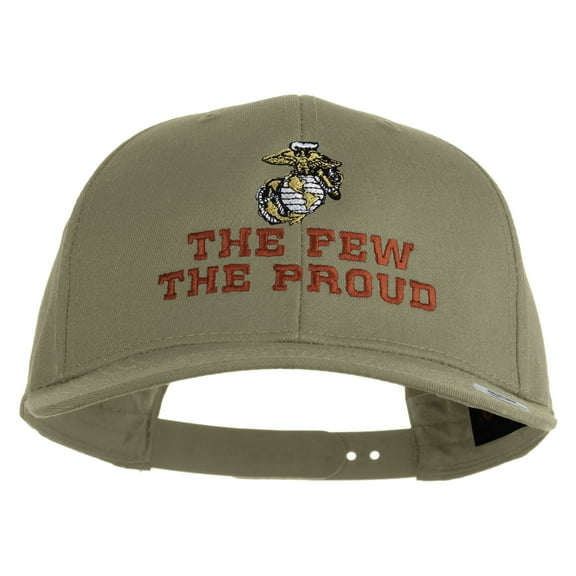 The Few The Proud US Marine Embroidered Solid Cotton Twill Pro Style Cap - Khaki OSFM