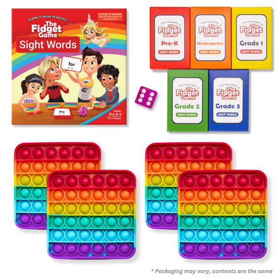 THE FIDGET GAME Sight Words - 220 Reading Flashcards and Pop Fidget Toys for Kids Pre-K to Third Grade - Learning Activities and Games for High-Frequency Dolch Sight Words for Kids 3+ Years