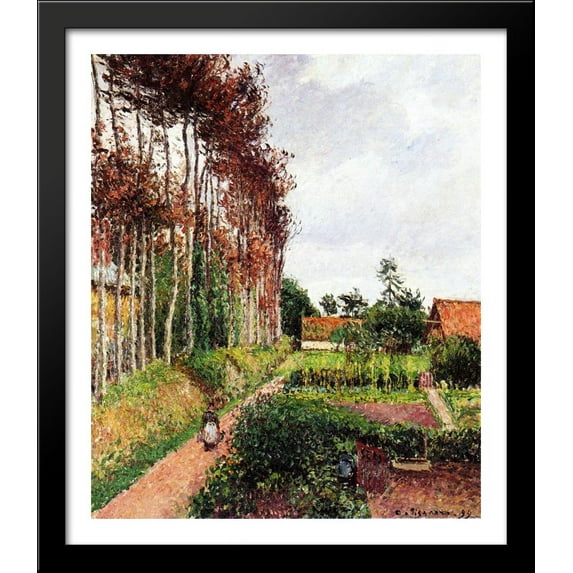 The Field by the Ango Inn, Varengeville 28x32 Large Black Wood Framed Print Art by Camille Pissarro