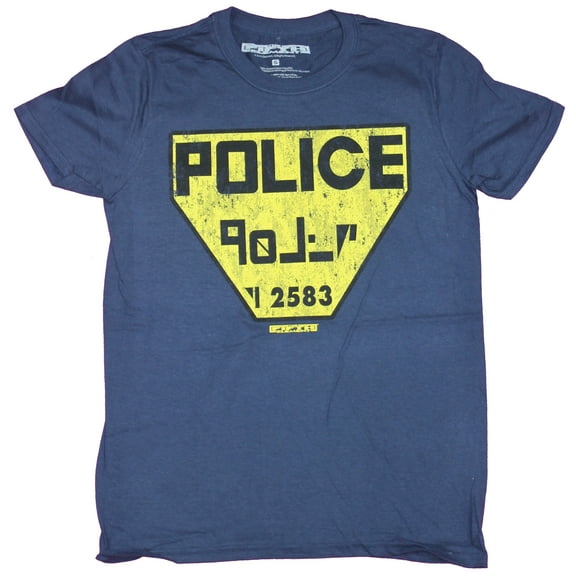 The Fifth Element Mens T-Shirt - Distressed Police Logo (2X-Large)