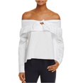 thumbnail image 1 of The Fifth Label Womens Off The Shoulder Pullover Blouse, White, Small, 1 of 1