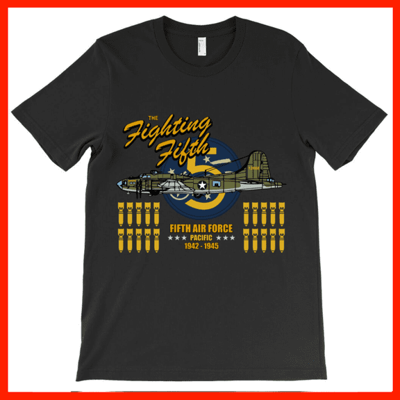 The Fighting Fifth B-17 Flying Fortress Bomber T-Shirt - WWII Pacific Air Force 1942-1945 AH700, Premium for Unisex - Extended Sizes Up to 5XL