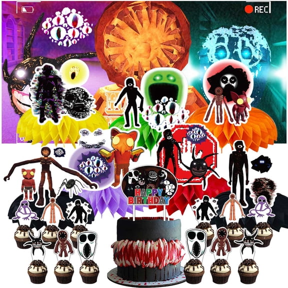 The Figure Doors Monsters Party Decorations Decor Supplies Honeycomb Centerpieces Table Toppers Cake Toppers for Birthday Photo Props