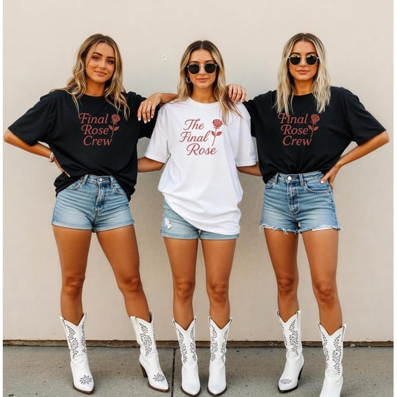 The Final Rose Bachelorette Shirts Set Final Rose Crew Bridesmaid Shirts Elegant Rose Design Matching Bride and Crew Party Tees