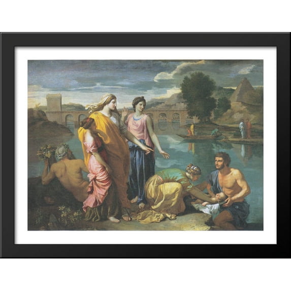 The Finding of Moses 36x28 Large Black Wood Framed Print Art by Nicolas Poussin