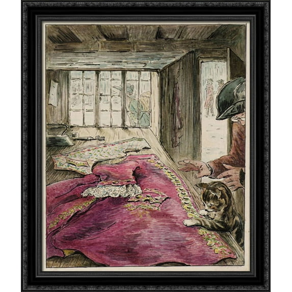 The Finished Coat 28x32 Large Black Ornate Wood Framed Canvas Art by Beatrix Potter