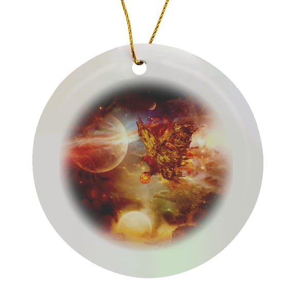 3drose, the Fire Eagle in the Universe, Circle Porcelain Ornament