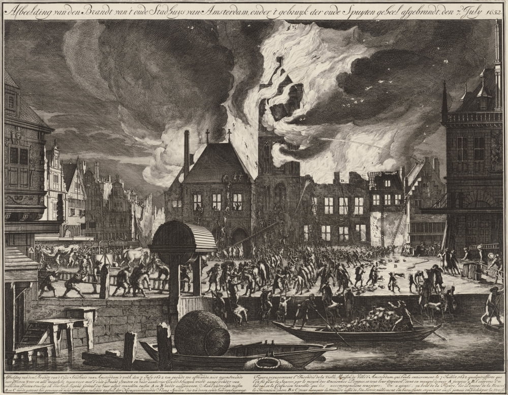 The Fire In The Old Town Hall In Amsterdam Canvas Art - (24 x 18)
