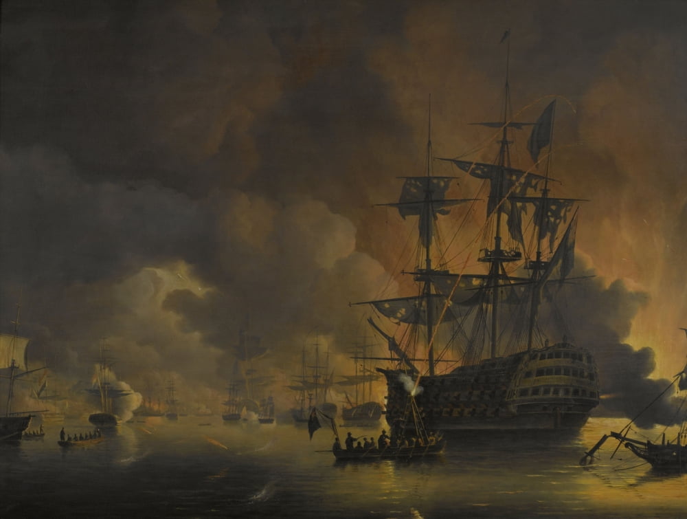 The Fire On The Wharves Of Algiers Canvas Art - (36 x 24)