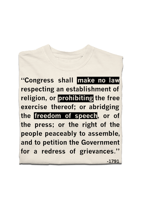 The First Amendment Heavyweight Graphic Tee TShirt Gift