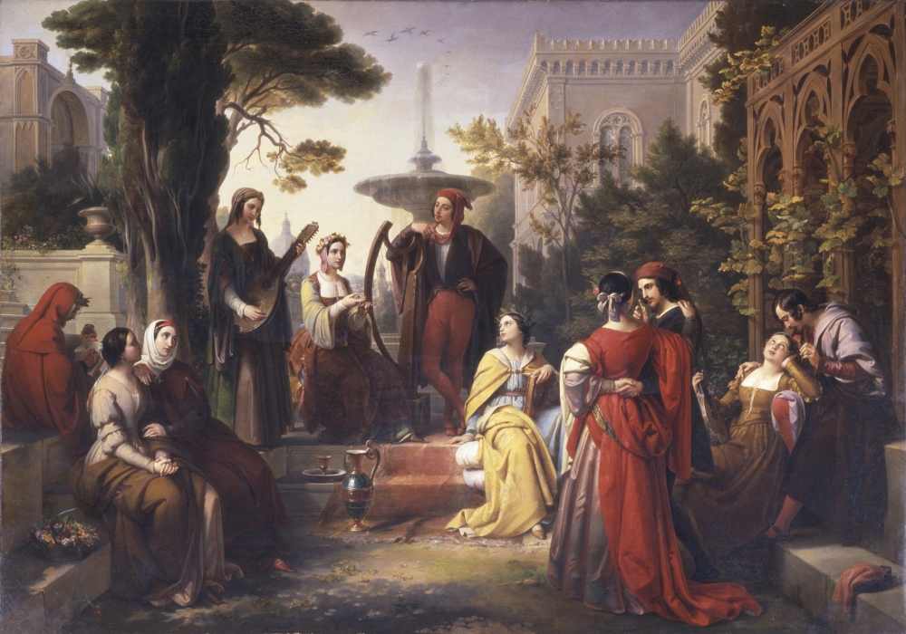 The First Day Of The Decameron Canvas Art - (36 x 24)