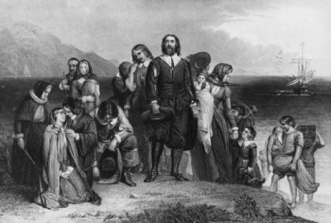 The First Landing of the Pilgrims 1620 American History Canvas Art - (18 x 24)