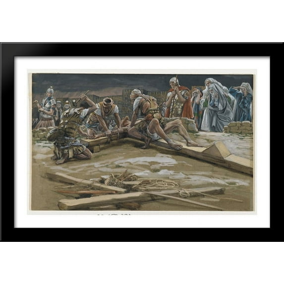 The First Nail (Le premier clou) 40x26 Large Black Wood Framed Print Art by James Tissot