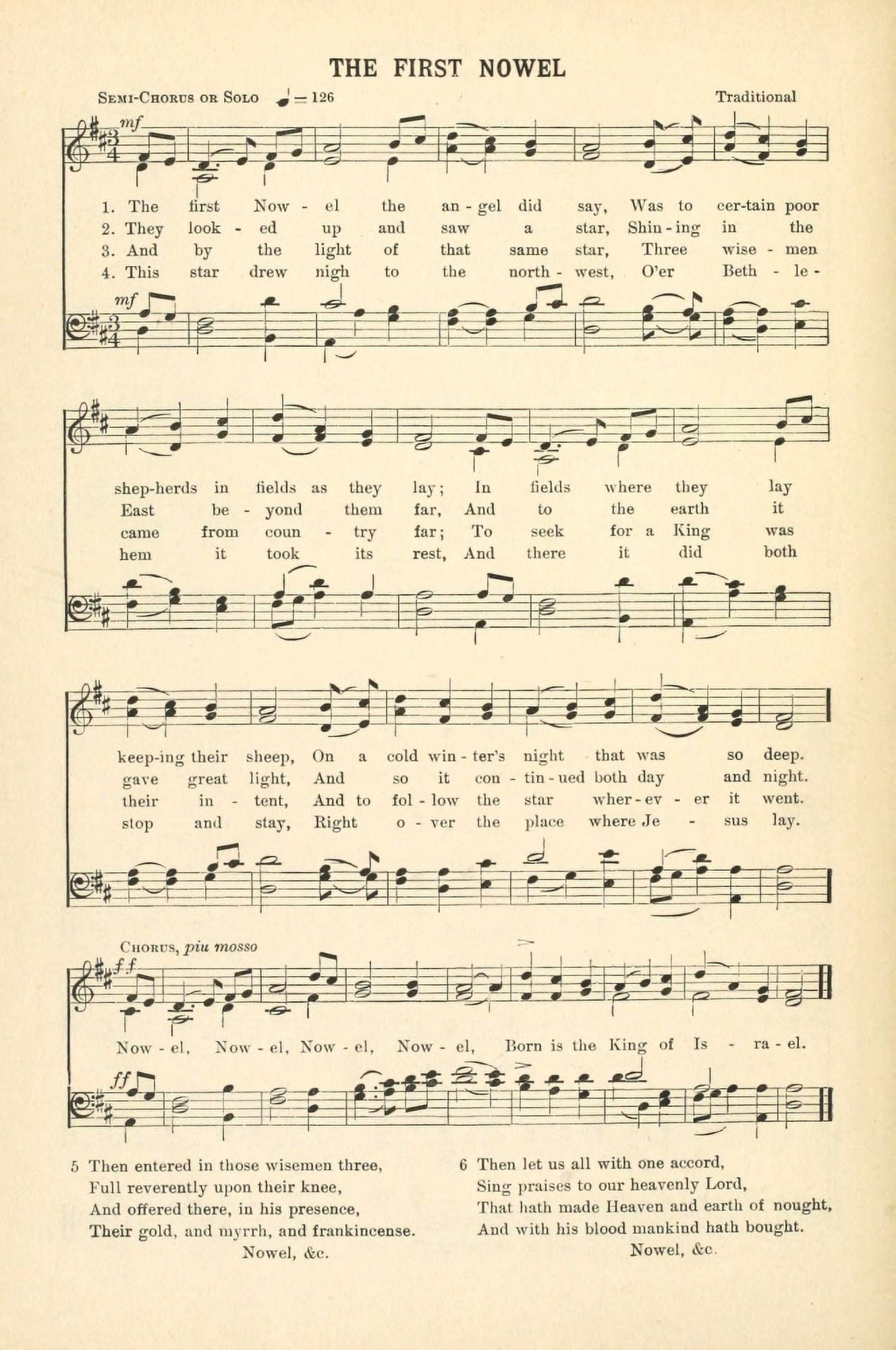 The First Nowell Traditional Christmas Carols & Hymns 1910 Canvas Art - (18 x 24)