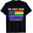 thumbnail image 1 of The First Pride Was An Awakening Rainbow Flag LGBTQ Tee, 1 of 5