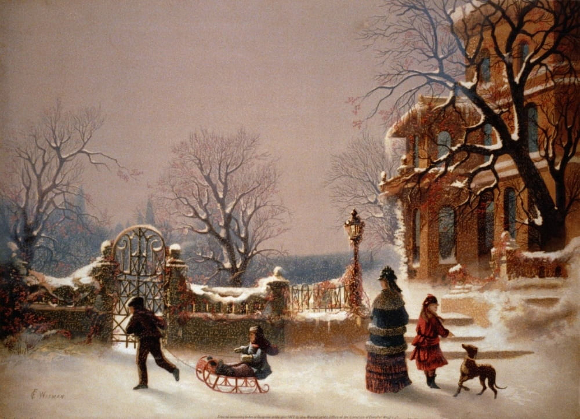 The First Snow 1877 Canvas Art - FC Witman (24 x 36)
