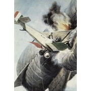 The First World War. The Italian Lieutenant Giovanni Ancilloto Hitting A Zeppel�_n. Illustration By Achille Beltrame. � Aisa/Everett Collection (102943) Poster Print (18 x 24)