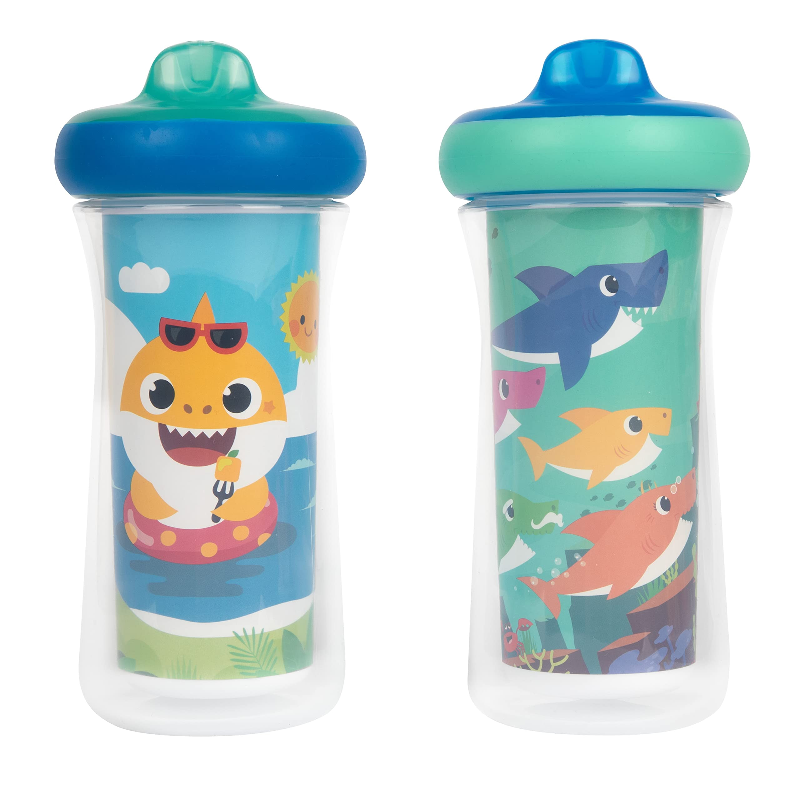 The First Years Baby Shark Insulated Sippy Cup, 9 oz 2 Pack
