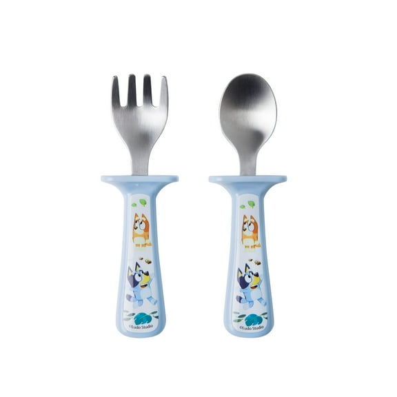 The First Years Bluey Toddler Silverware 2 Pk with Handle Guards - Ages 9 Months and up