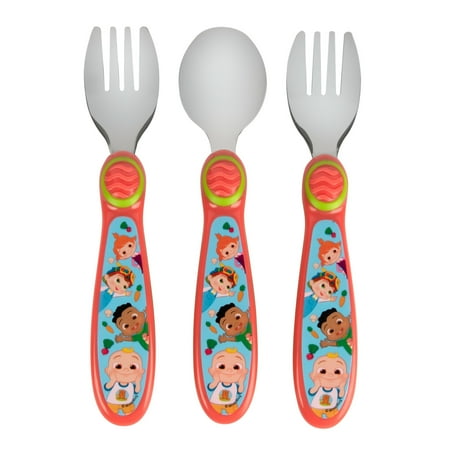 The First Years CoComelon Toddler Forks and Spoon Set - 3 Pieces - Dishwasher Safe Utensils