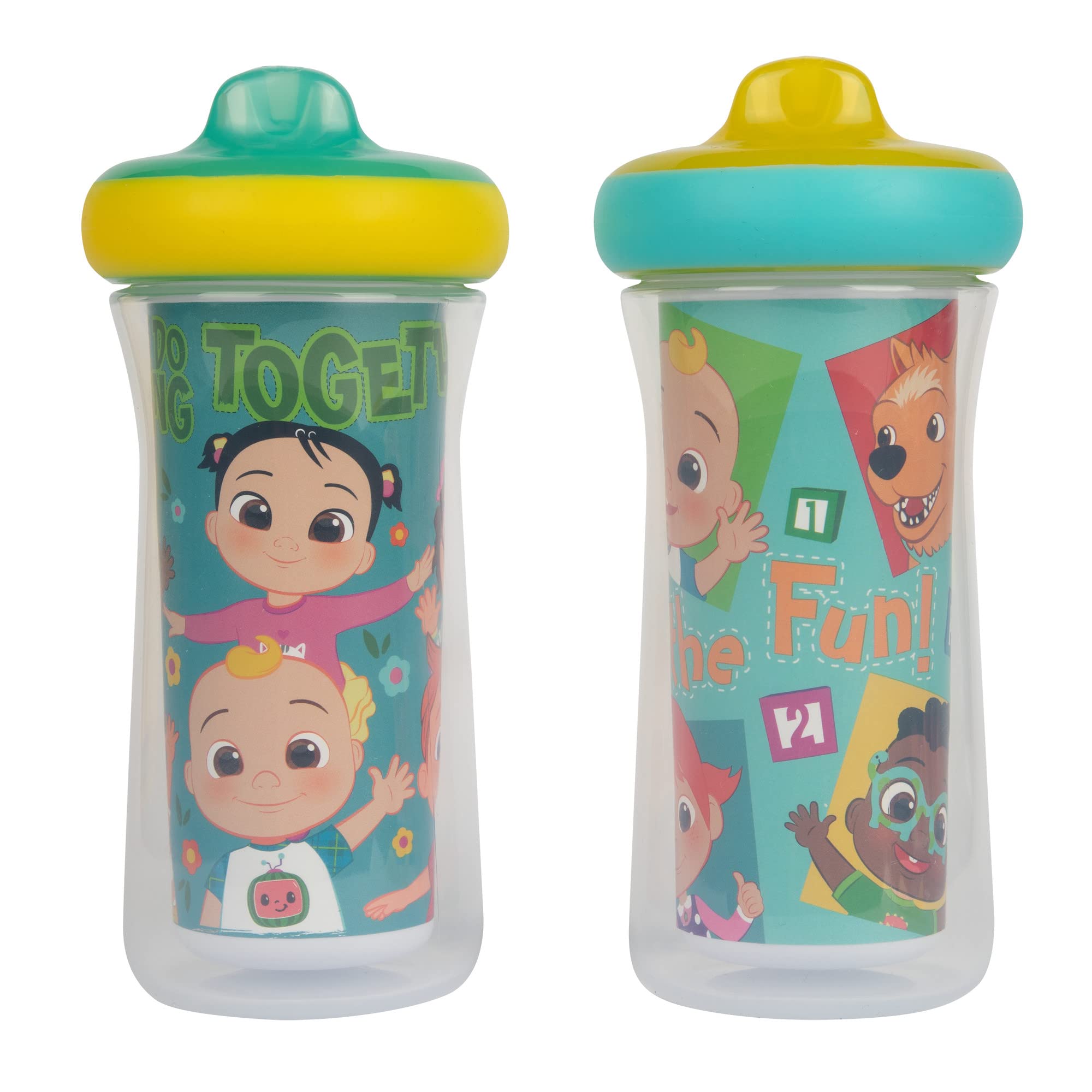 The First Years Cocomelon Kids Insulated Sippy Cups - Dishwasher Safe Spill Proof Toddler Cups - Ages 12 Months and Up - 9 Ounces - 2 Count - image 1 of 7