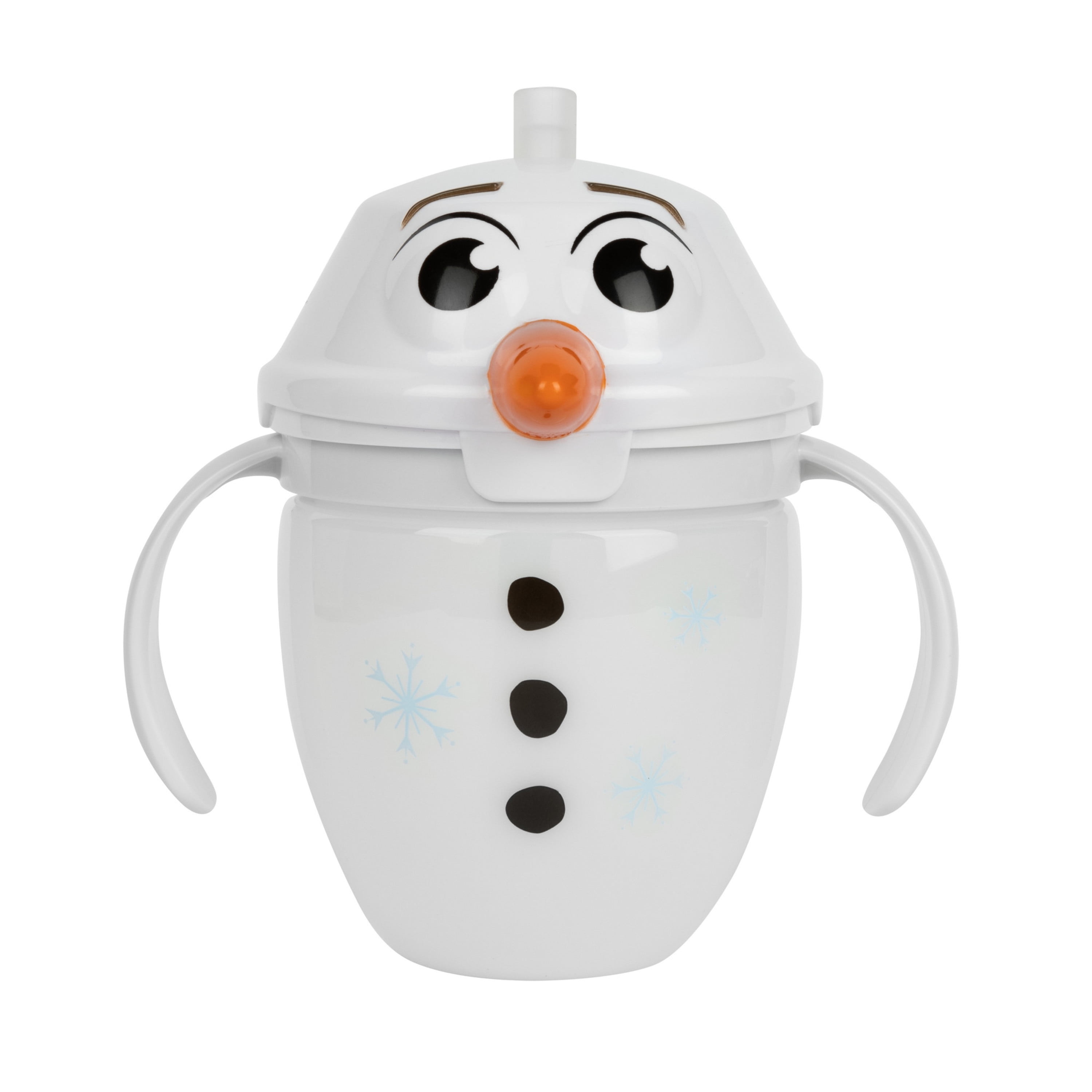 The First Years - Olaf brings magic to the Disney Frozen Flip Top Straw Cup  ✨The bonus name tag charm lets your child customize your cup OR simply clip  it to your