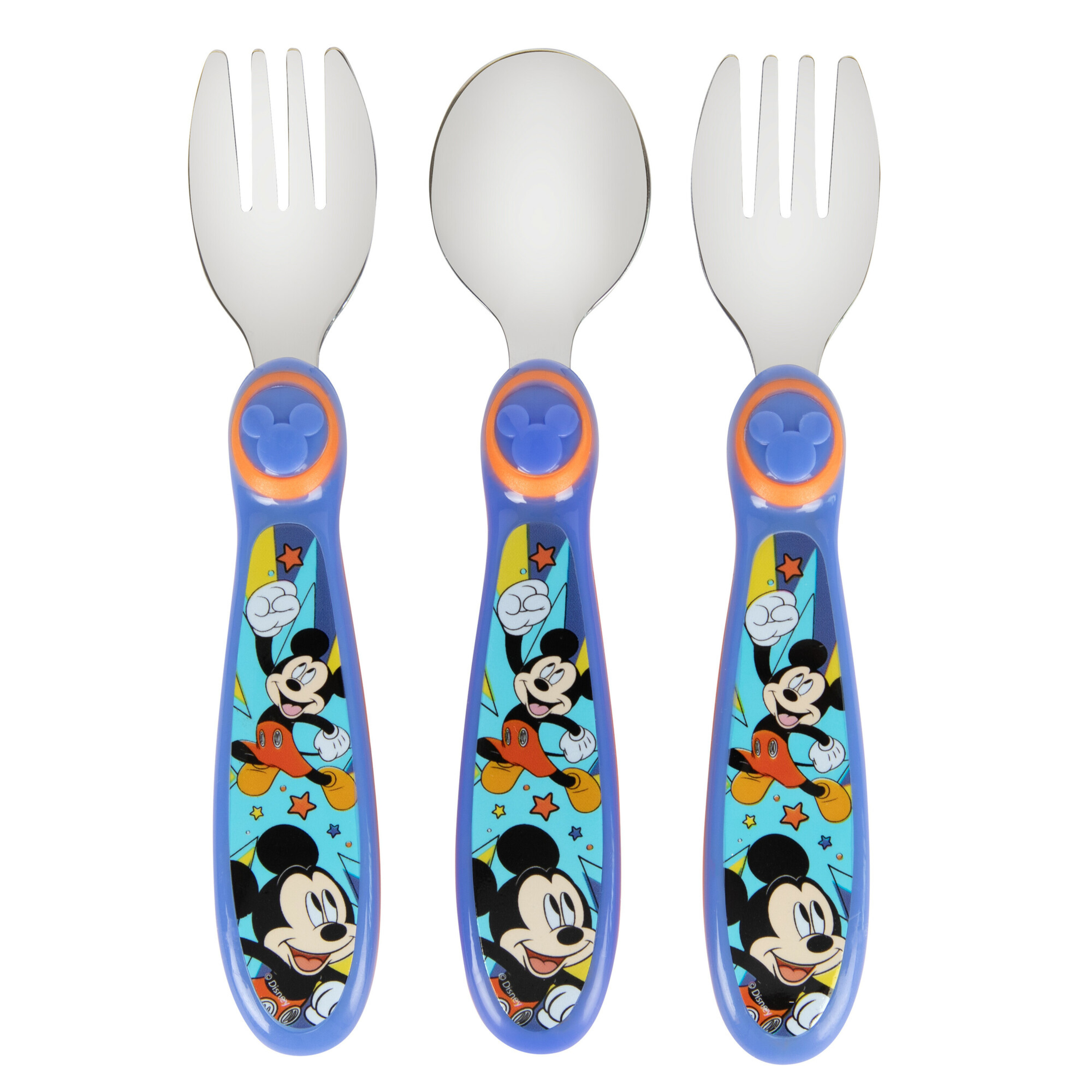 The First Years Disney Mickey Mouse Toddler Forks and Spoon Set 3 Dishwasher Safe Utensils - image 1 of 4