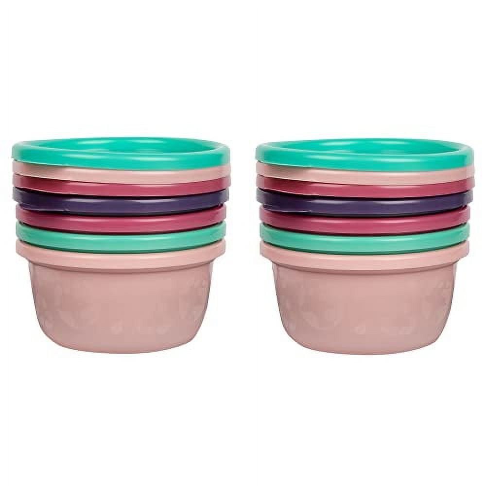 The First Years GreenGrown Reusable Bowls with Lids â€“ Toddler Snack Bowl â€“ 8 Pack â€“ Pink/Purple/Teal