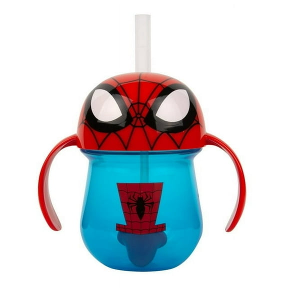 The First Years Marvel Spider-Man Weighted Straw Trainer Cup 7 Oz – Training Sippy Cup for Baby and Toddler