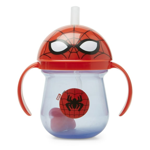 The First Years Marvel Spider-Man Weighted Straw Trainer Cup 7 oz  Training Sippy Cup for Baby and Toddler, 6 months and up