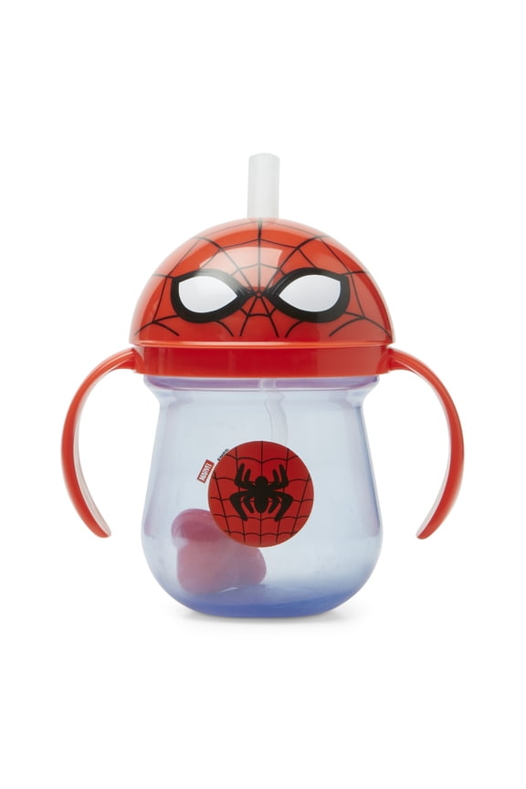 Marvel Spider-Man Weighted Straw Trainer Cup 7 oz  Training Sippy Cup for Baby and Toddler, 6 months and up