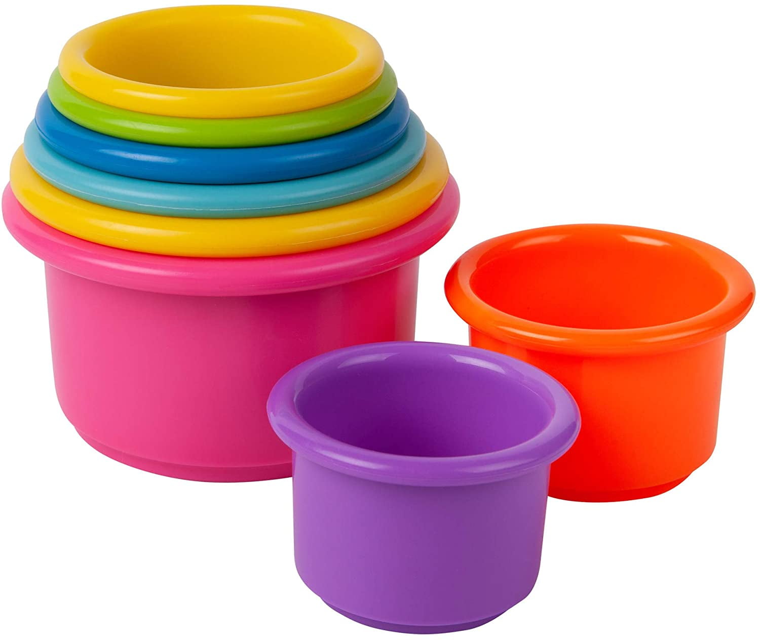 The First Years Stack & Count Stacking Cups - Colorful Baby Stacking Water Toys Set - Stackable Cups for Learning - Baby Bath Toys - Toddler Water Table Toys - 8 Count