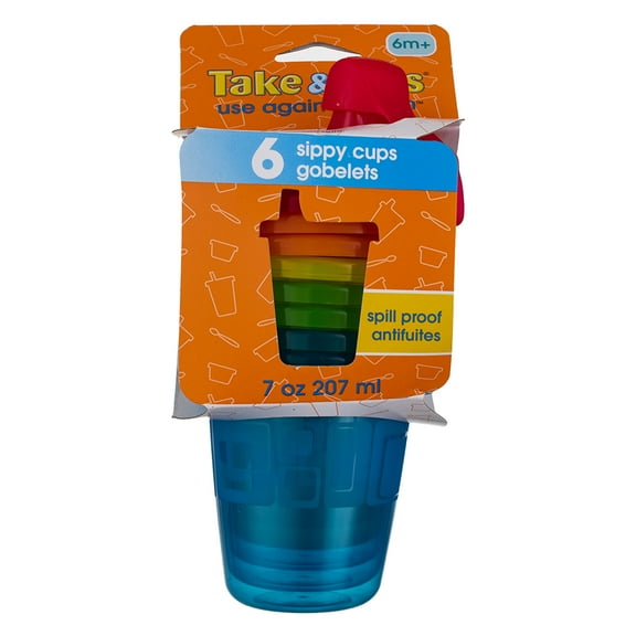 The First Years Take & Toss Sippy Cups, Assorted Colors, 7 oz, 6 Ct (3 pack)