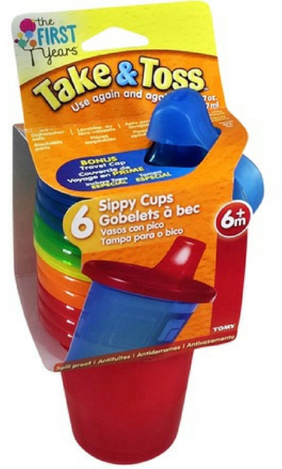 The First Years Take & Toss Sippy Cups, Assorted Colors, 7 oz, 6 Ct (6 pack)
