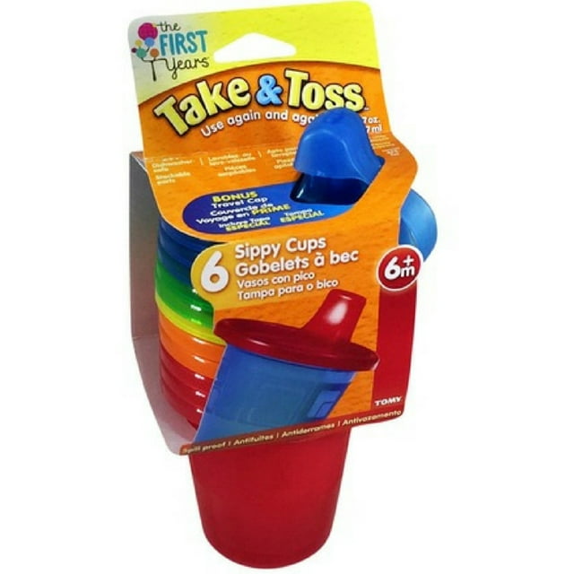 The First Years Take & Toss Sippy Cups, Assorted Colors, 7 oz, 6 Ct