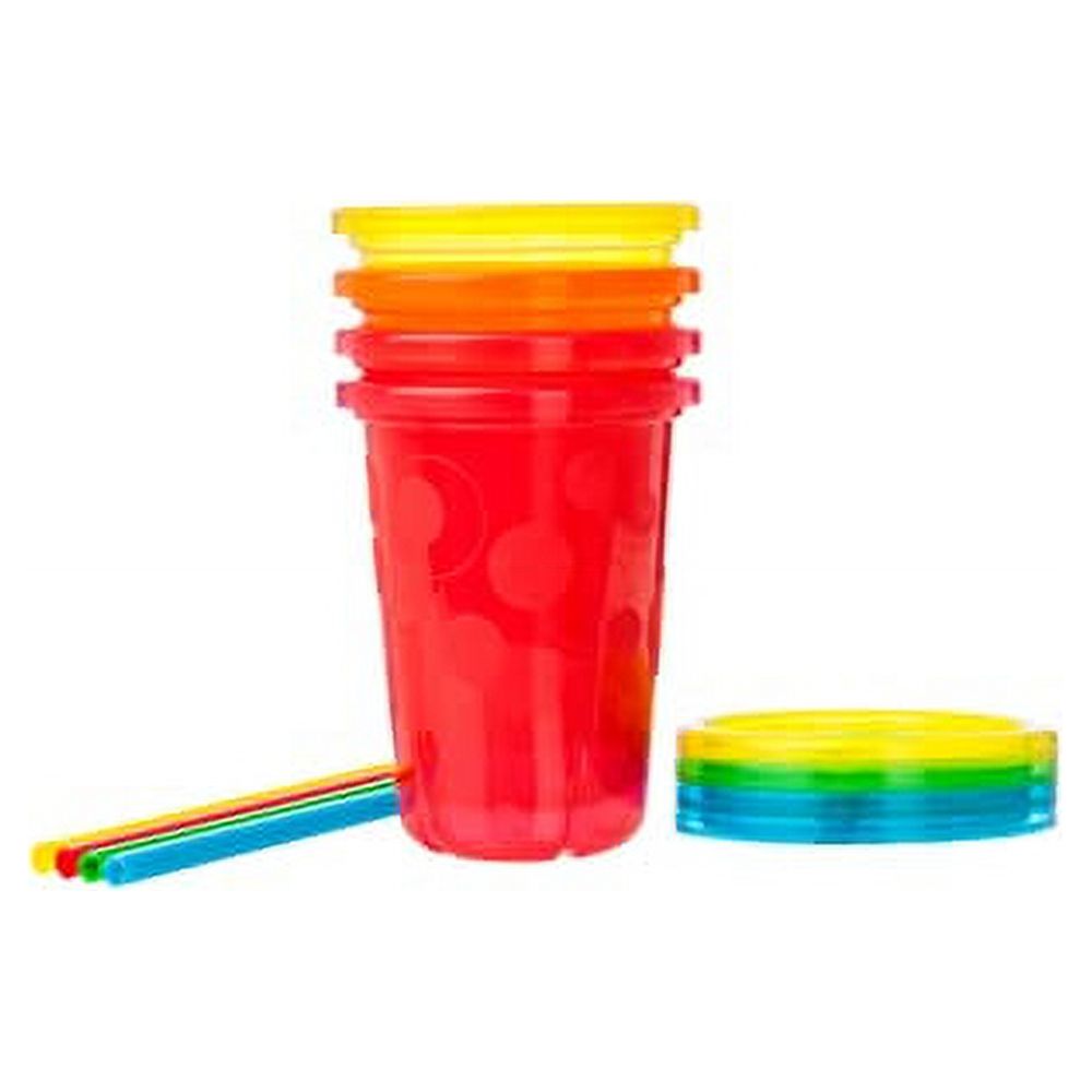 The First Years Take & Toss Toddler Straw Cups - Spill Proof and Dishwasher Safe Toddler Cups with Straws - Toddler Feeding Supplies - 10 Oz - 4 Count - image 1 of 3