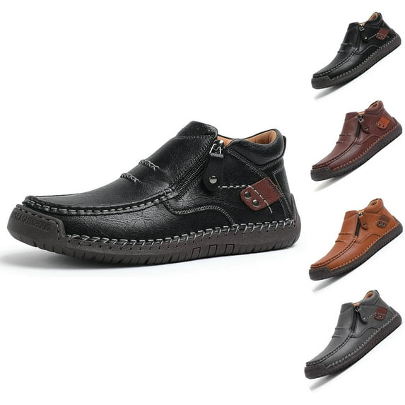 The First Young Driving Boots Men, Men’s Handmade Premium Leather Slip-On Driving Boots Travel & Outdoor