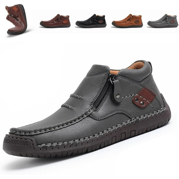 The First Young Shoes Men - The First Young Boots Men’s Handmade Premium Leather Slip-On Driving Boots Travel & Outdoor