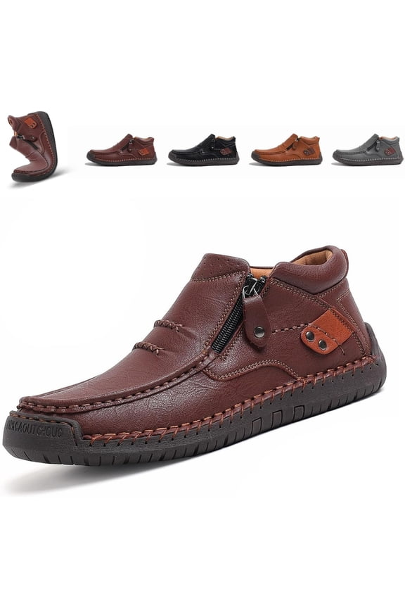 The First Young Shoes Men - The First Young Boots Men’s Handmade Premium Leather Slip-On Driving Boots Travel & Outdoor