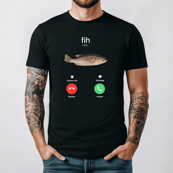 The Fish Is Calling Funny Phone Call For Fisherman Angler Graphic TeeV90124,Unisex S- 5XL