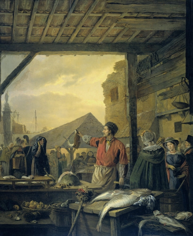 The Fish Market In Antwerp Canvas Art - (24 x 36)